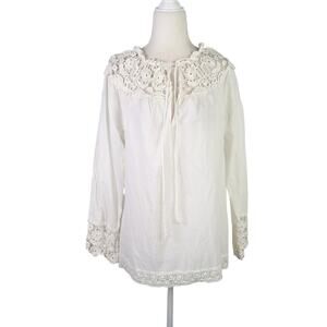 Sundance cream lace trim peasant top Small
